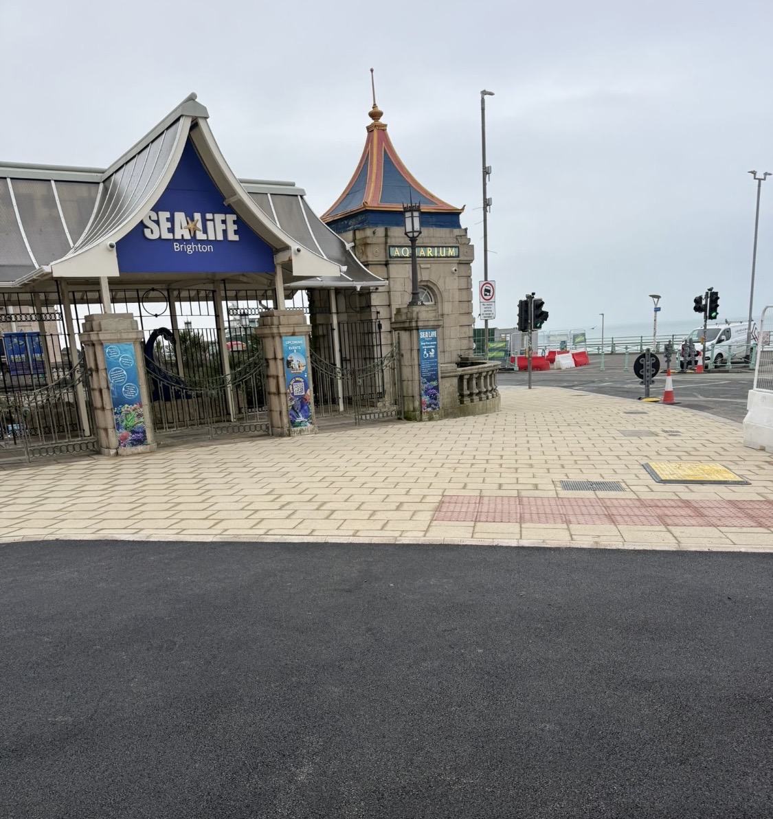 Newly paved entrance to Brighton Sea Life Aquarium