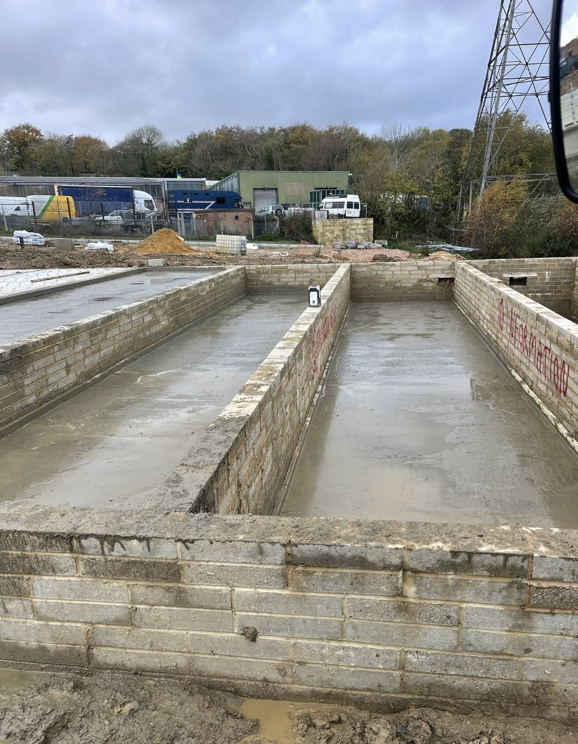Brick footings with poured concrete oversite